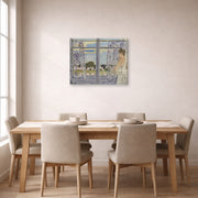 Gallery-wrapped canvas print of Henri Matisse's Woman Near the Window hanging on a dining room wall