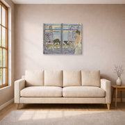 Gallery-wrapped canvas print of Henri Matisse's Woman Near the Window hanging in a living room, view 1