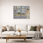 Gallery-wrapped canvas print of Henri Matisse's Woman Near the Window hanging in a living room, view 2