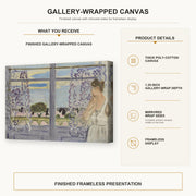 Henri Matisse - Woman Near the Window gallery wrap canvas construction and hanging details infographic