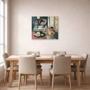 Gallery-wrapped canvas print of Henri Matisse's Woman Reading hanging on a dining room wall