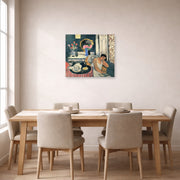 Unframed poster print of Henri Matisse's Woman Reading displayed on a dining room wall