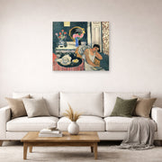 Unframed poster print of Henri Matisse's Woman Reading displayed in a living room, view 2