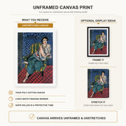 Henri Matisse - Woman Sitting in a Chair canvas print size comparison and framing display infographic