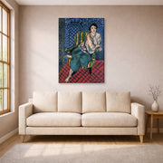 Gallery-wrapped canvas print of Henri Matisse's Woman Sitting in a Chair hanging in a living room, view 1