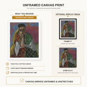 Henri Matisse - Woman with a Veil canvas print size comparison and framing display infographic