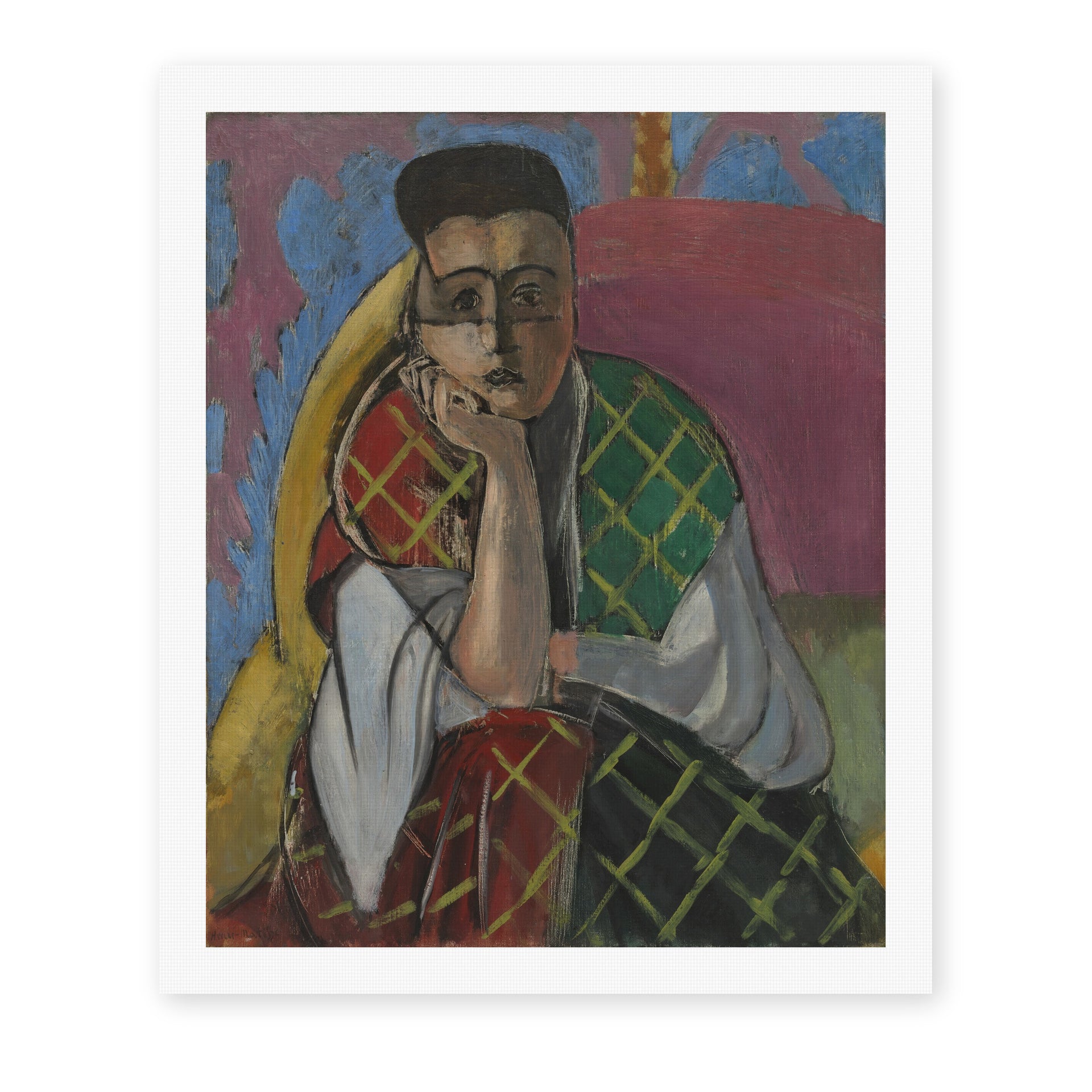Henri Matisse's Woman with a Veil painting reproduced as a rolled canvas print