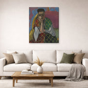 Gallery-wrapped canvas print of Henri Matisse's Woman with a Veil hanging in a living room, view 2