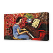 Henri Matisse's Woman at Tbe Piano painting reproduced as a gallery-wrapped canvas print