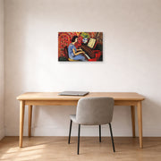 Gallery-wrapped canvas print of Henri Matisse's Woman at Tbe Piano hanging in a home office