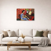 Unframed poster print of Henri Matisse's Woman at Tbe Piano displayed in a living room, view 2