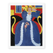 Henri Matisse's Woman in Blue, or the Large Blue Robe and Mimosas painting reproduced as a rolled canvas print
