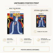 Henri Matisse - Woman in Blue, or the Large Blue Robe and Mimosas poster print size comparison display infographic