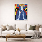 Unframed poster print of Henri Matisse's Woman in Blue, or the Large Blue Robe and Mimosas displayed in a living room, view 2