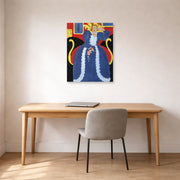Unframed poster print of Henri Matisse's Woman in Blue, or the Large Blue Robe and Mimosas displayed in a home office