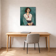 Gallery-wrapped canvas print of Henri Matisse's Woman in Green hanging in a home office