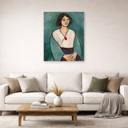 Unframed poster print of Henri Matisse's Woman in Green displayed in a living room, view 2