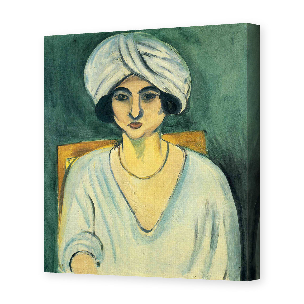 Henri Matisse's Woman in Turban painting reproduced as a gallery-wrapped canvas print