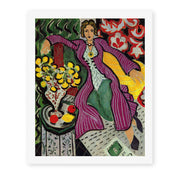 Henri Matisse's Woman in a Purple Coa painting reproduced as a rolled canvas print