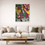 Unframed poster print of Henri Matisse's Woman in a Purple Coa displayed in a living room, view 2