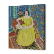 Henri Matisse's Woman in a Yellow Dress painting reproduced as a gallery-wrapped canvas print