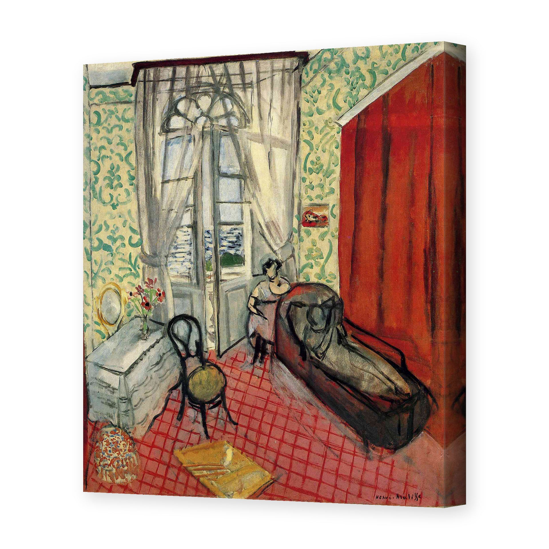 Henri Matisse's Woman on sofa or couch painting reproduced as a gallery-wrapped canvas print
