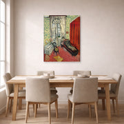 Gallery-wrapped canvas print of Henri Matisse's Woman on sofa or couch hanging on a dining room wall