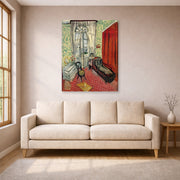 Gallery-wrapped canvas print of Henri Matisse's Woman on sofa or couch hanging in a living room, view 1