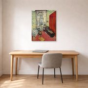 Gallery-wrapped canvas print of Henri Matisse's Woman on sofa or couch hanging in a home office