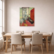 Unframed poster print of Henri Matisse's Woman on sofa or couch displayed on a dining room wall