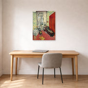 Unframed poster print of Henri Matisse's Woman on sofa or couch displayed in a home office