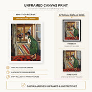 Henri Matisse - Young Girl in a Green Dress canvas print size comparison and framing display infographic