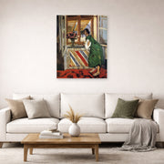 Unframed poster print of Henri Matisse's Young Girl in a Green Dress displayed in a living room, view 2
