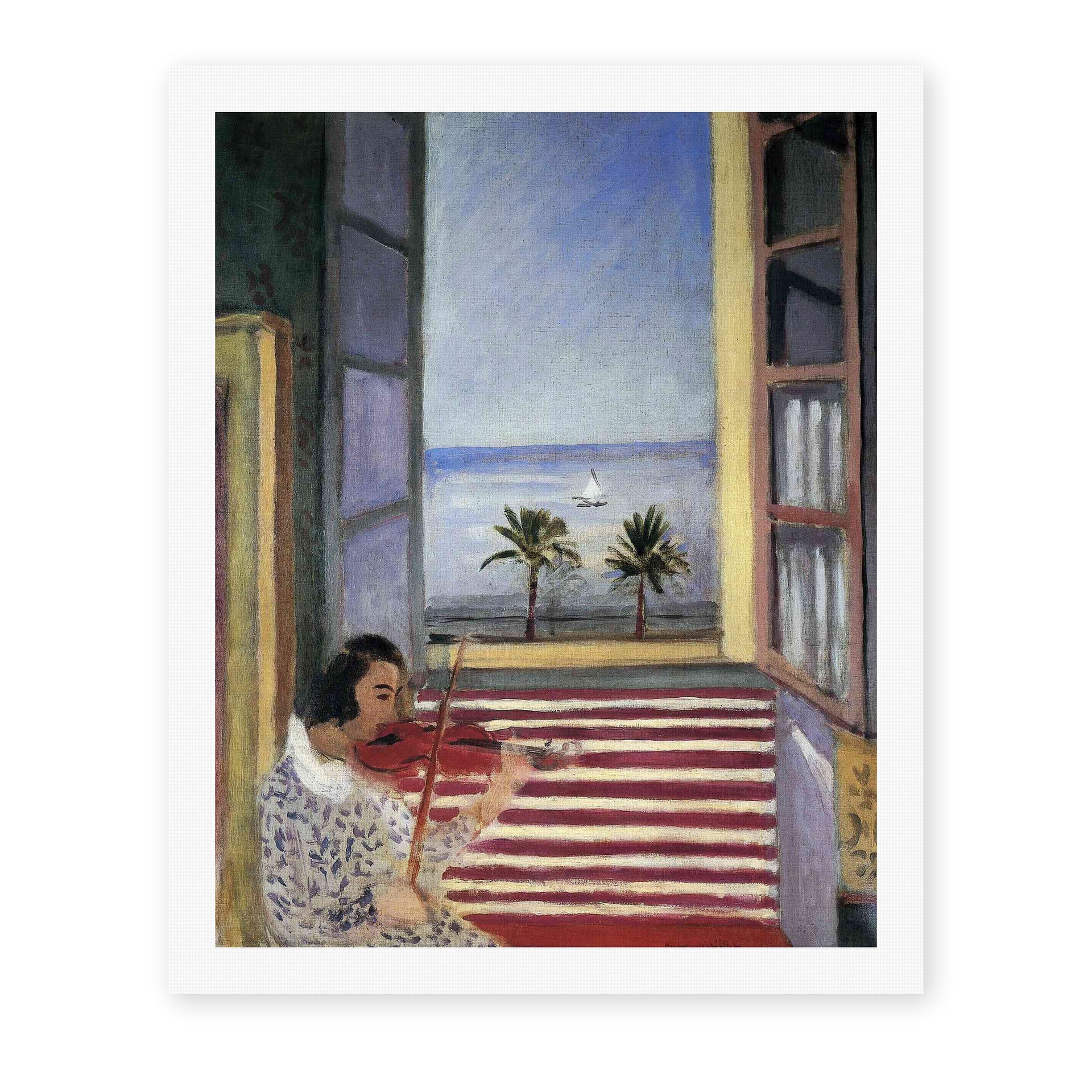 Henri Matisse's Young Woman Playing Violin painting reproduced as a rolled canvas print