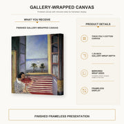 Henri Matisse - Young Woman Playing Violin gallery wrap canvas construction and hanging details infographic