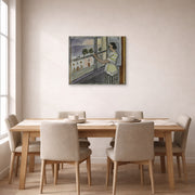 Gallery-wrapped canvas print of Henri Matisse's Young Woman at the Window, Sunset hanging on a dining room wall