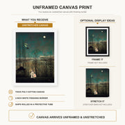 Henri Rousseau - French Carnival Evening canvas print size comparison and framing display infographic
