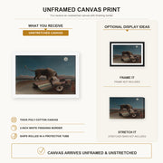 Henri Rousseau - La Bohémienne endormie, The Sleeping Gypsy canvas print size comparison and framing display infographic