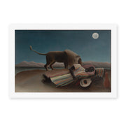 Henri Rousseau's 'La Bohémienne endormie, The Sleeping Gypsy' painting reproduced as a rolled canvas print