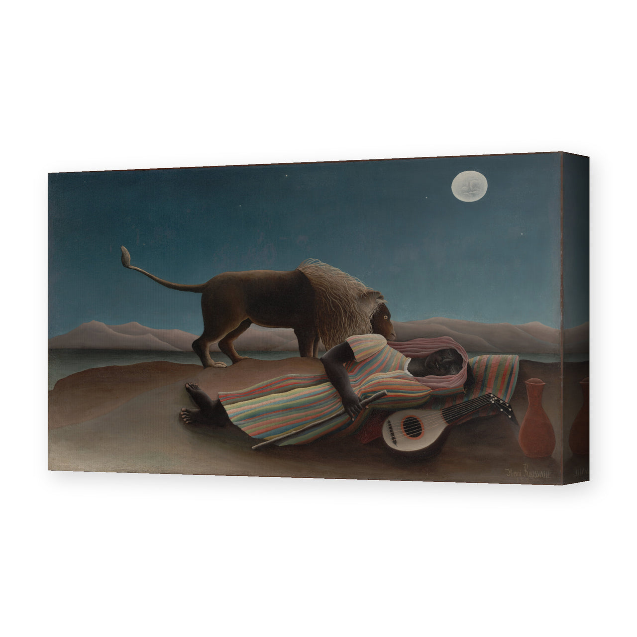 Henri Rousseau's 'La Bohémienne endormie, The Sleeping Gypsy' painting reproduced as a gallery-wrapped canvas print