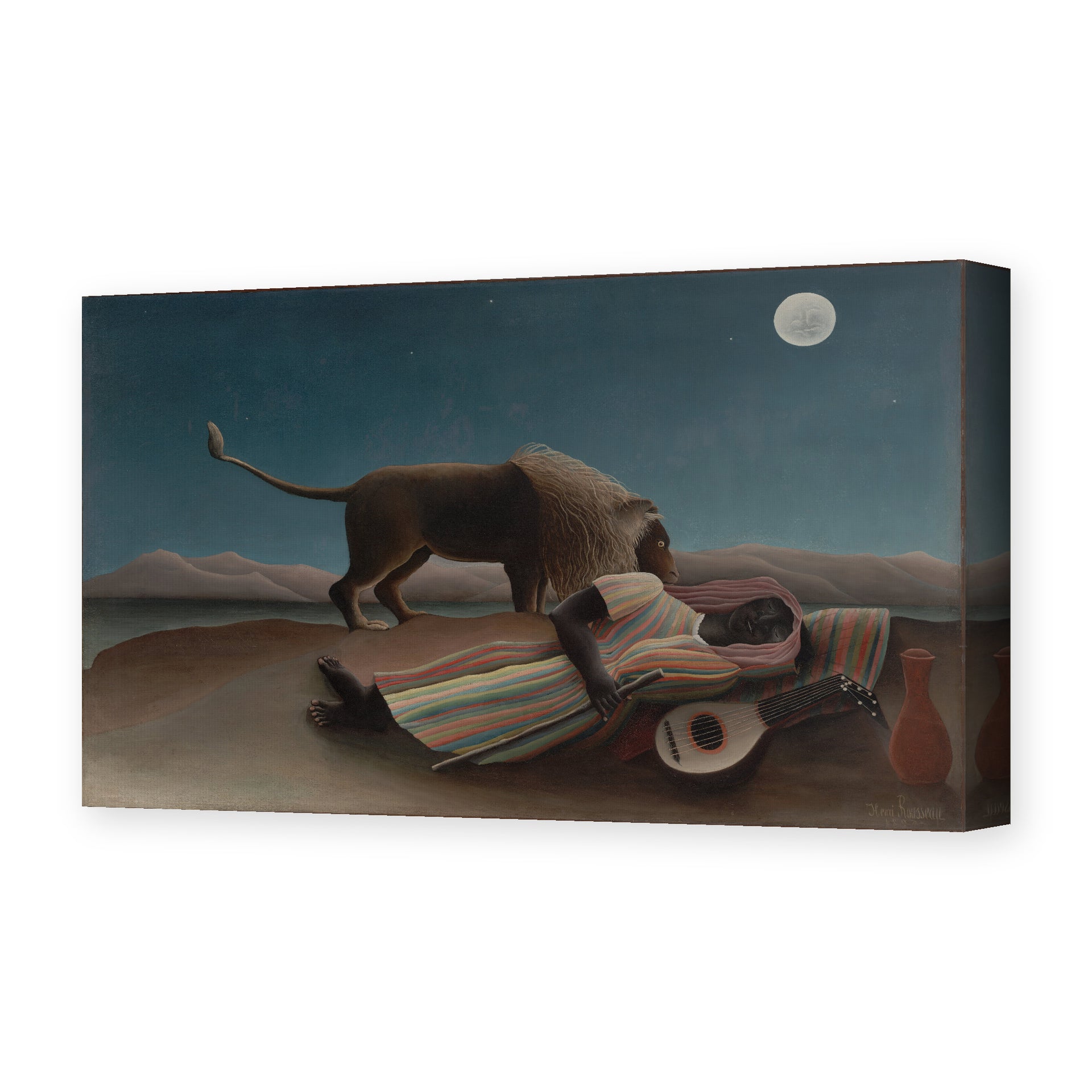 Henri Rousseau's 'La Bohémienne endormie, The Sleeping Gypsy' painting reproduced as a gallery-wrapped canvas print
