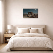 Gallery-wrapped canvas print of Henri Rousseau's La Bohémienne endormie, The Sleeping Gypsy displayed on a wall in a bedroom
