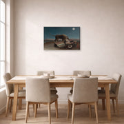 Gallery-wrapped canvas print of Henri Rousseau's La Bohémienne endormie, The Sleeping Gypsy displayed on a wall in a dining room