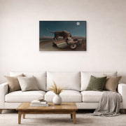 Gallery-wrapped canvas print of Henri Rousseau's La Bohémienne endormie, The Sleeping Gypsy displayed on a wall in a living room