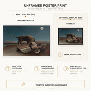 Henri Rousseau - La Bohémienne endormie, The Sleeping Gypsy poster print size comparison and framing display infographic