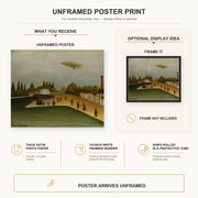 Henri Rousseau - Quai d'Ivry poster print size comparison and framing display infographic