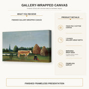 Henri Rousseau - Scene in Bagneux on the Outskirts of Paris gallery wrap canvas construction and hanging details infographic