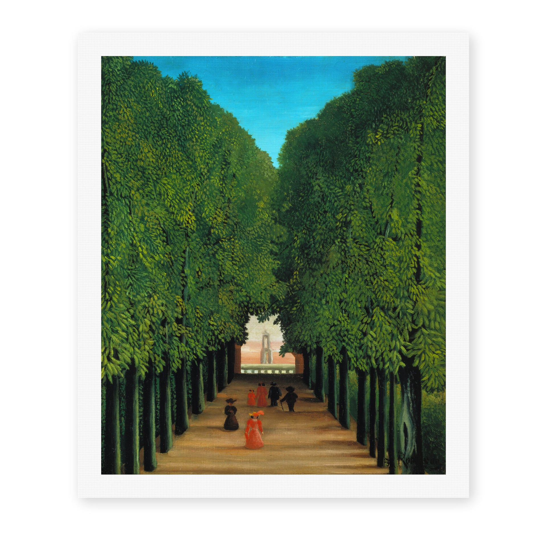 Henri Rousseau's 'The Avenue in the Park at Saint Cloud' painting reproduced as a rolled canvas print