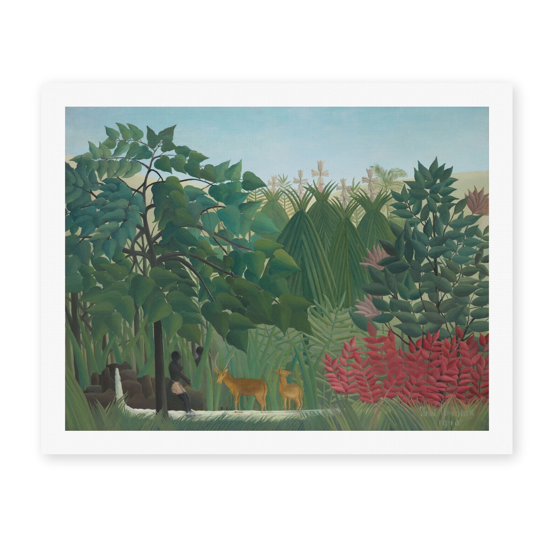 Henri Rousseau's 'The Waterfall' painting reproduced as a rolled canvas print