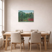Gallery-wrapped canvas print of Henri Rousseau's The Waterfall displayed on a wall in a dining room